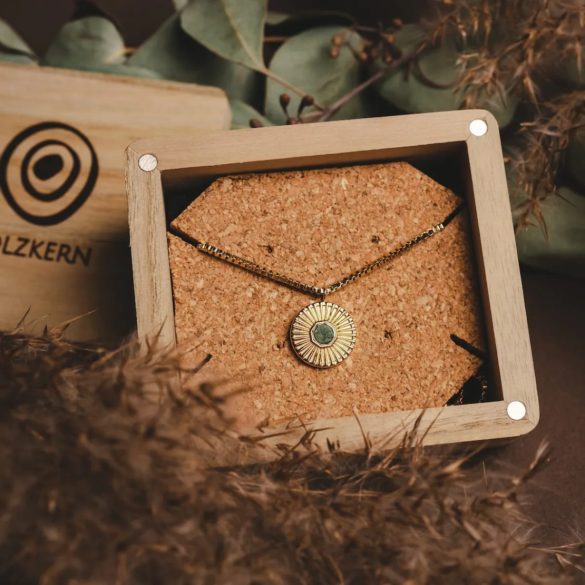 Holzkern Halsketten|Schmuck^Stencil Halskette