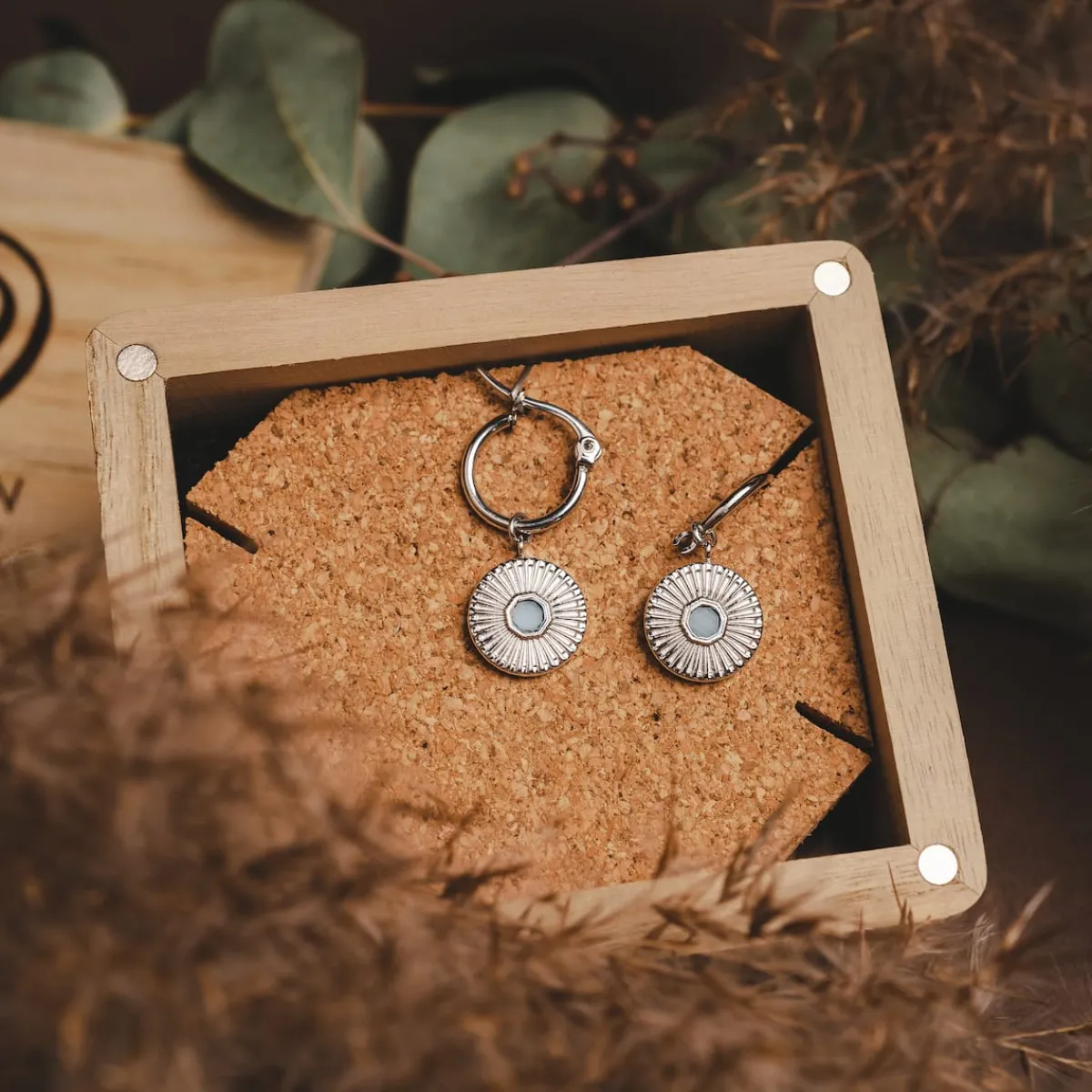 Holzkern Ohrringe|Schmuck^Stencil Ohrringe