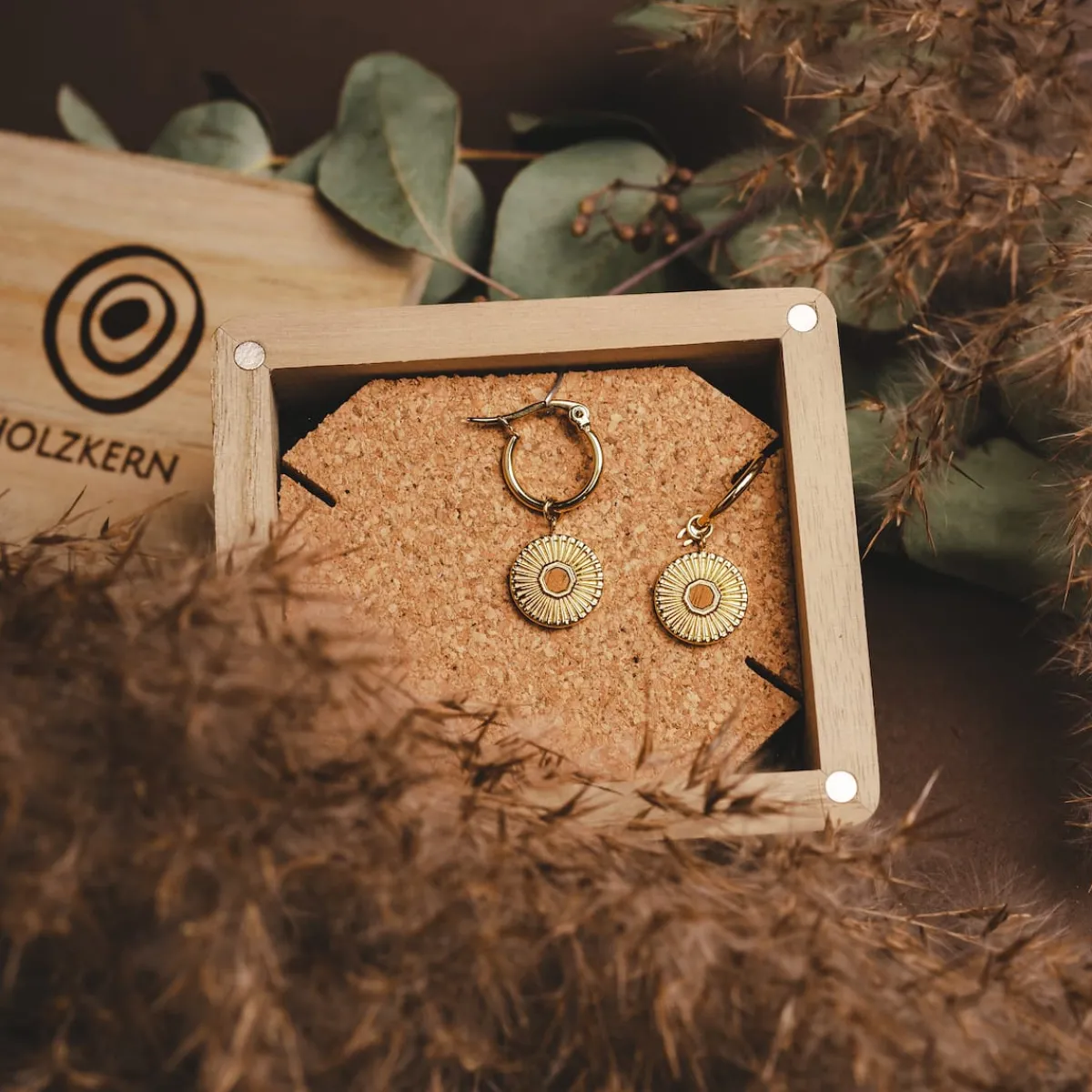 Holzkern Ohrringe|Schmuck^Stencil Ohrringe