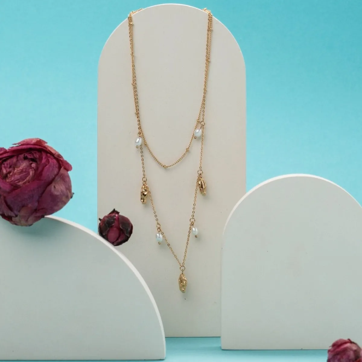 Holzkern Halsketten|Schmuck^Summersweet Doppelkette