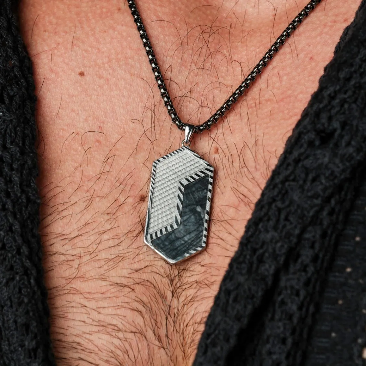 Holzkern Halsketten|Schmuck^Zigzag Halskette