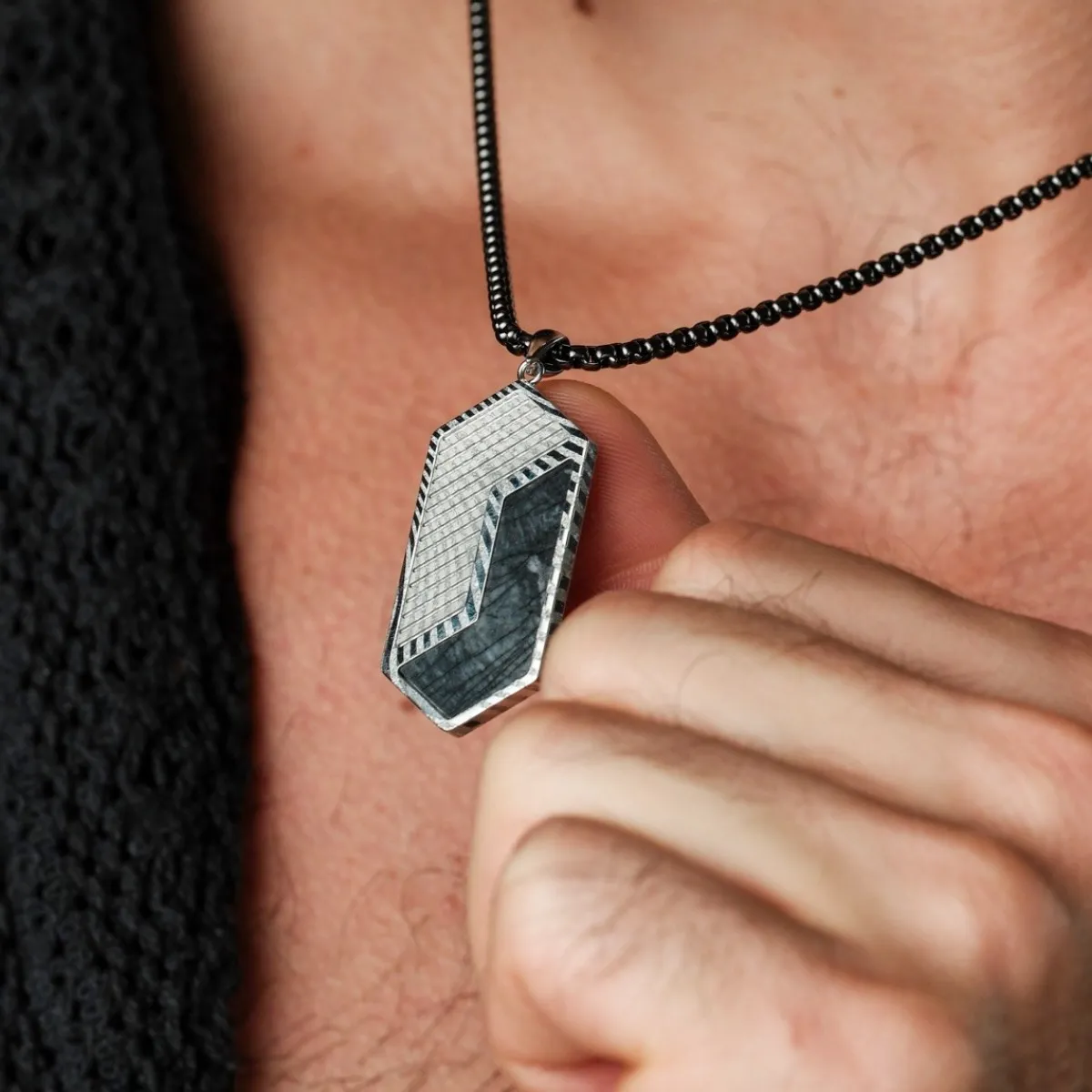 Holzkern Halsketten|Schmuck^Zigzag Halskette