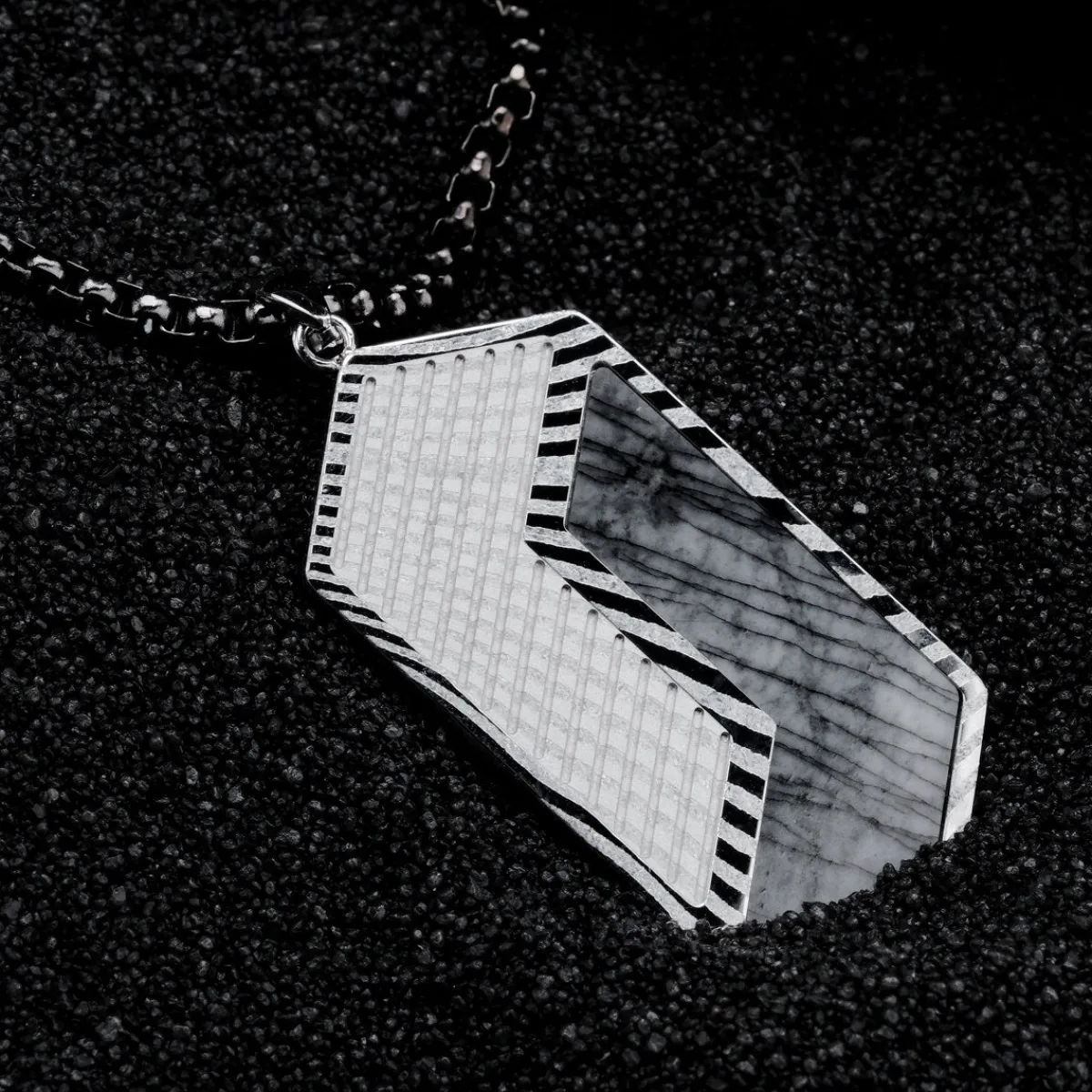 Holzkern Halsketten|Schmuck^Zigzag Halskette