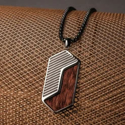 Holzkern Halsketten|Schmuck^Zigzag Halskette