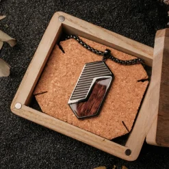 Holzkern Halsketten|Schmuck^Zigzag Halskette