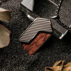 Holzkern Halsketten|Schmuck^Zigzag Halskette
