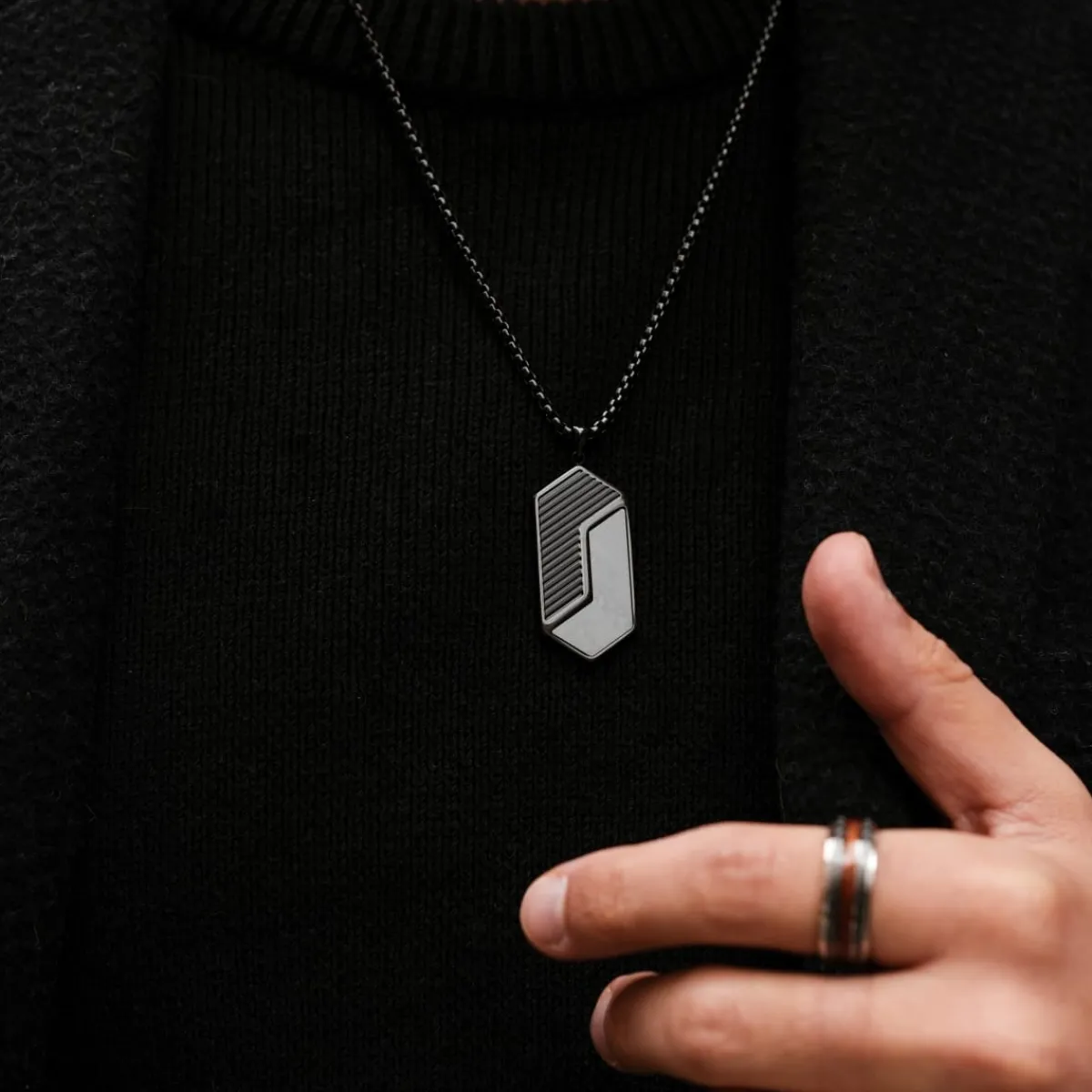 Holzkern Halsketten|Schmuck^Zigzag Halskette
