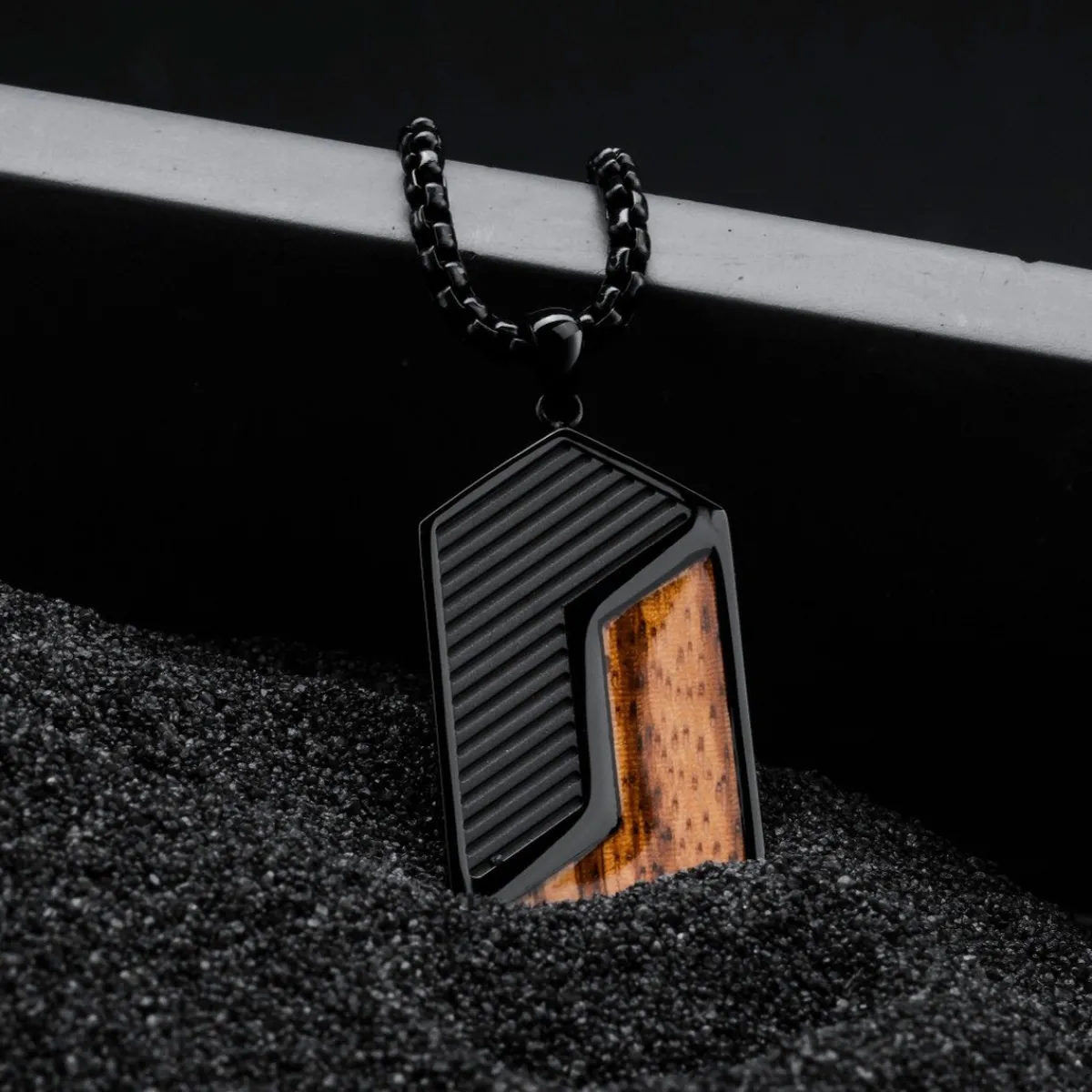 Holzkern Halsketten|Schmuck^Zigzag Halskette