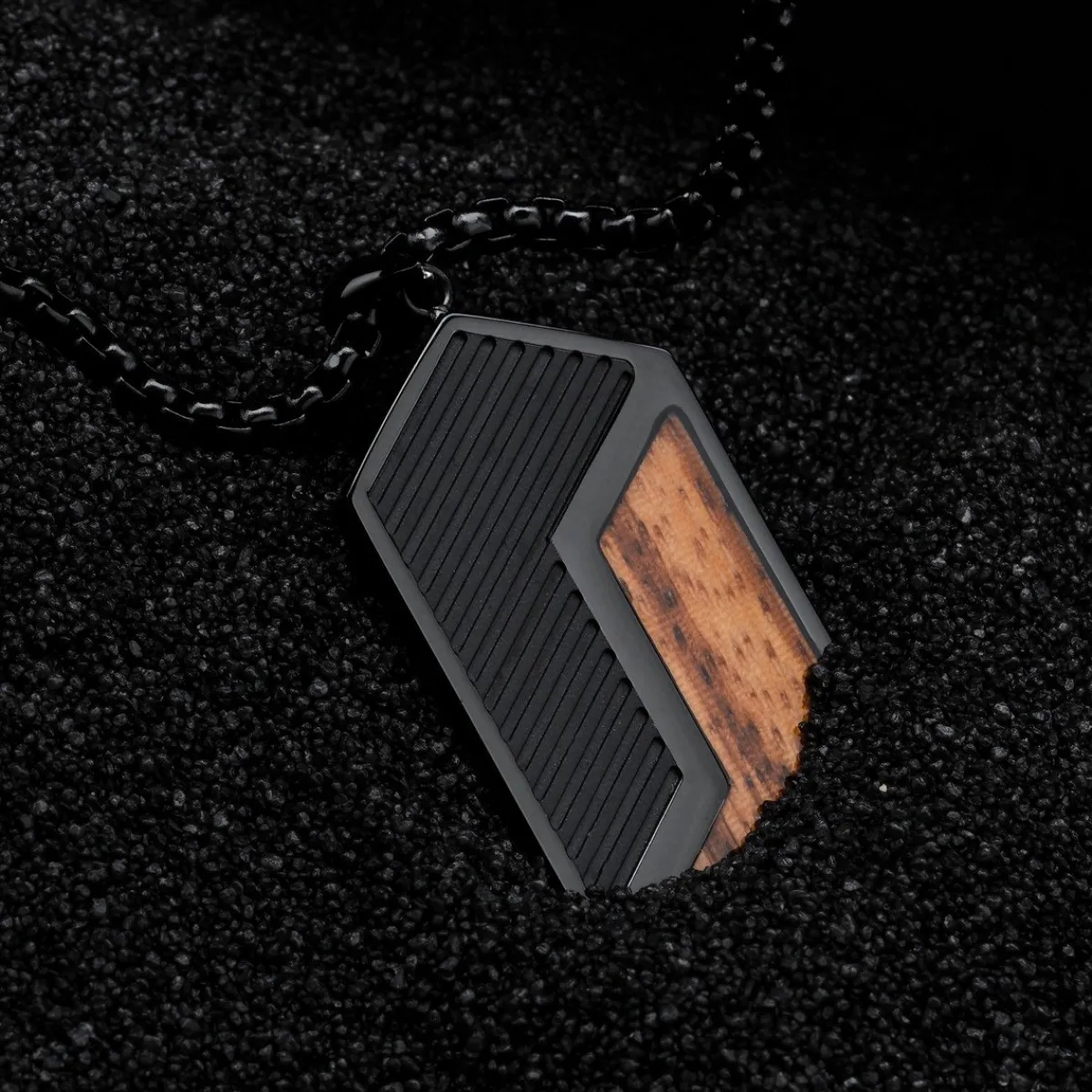Holzkern Halsketten|Schmuck^Zigzag Halskette