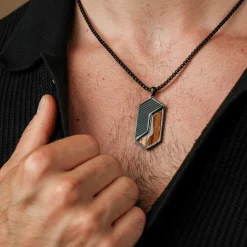 Holzkern Halsketten|Schmuck^Zigzag Halskette